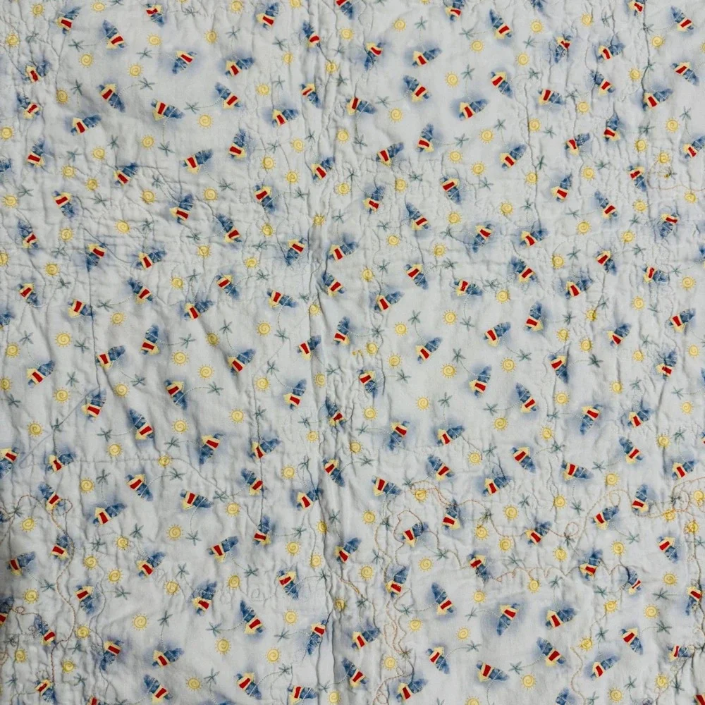 Kids Patchwork Star Quilt Multi Color‎ Nautical Reverse 40x40 Boho Cottagecore